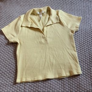 Pale Yellow Collared Crop Top